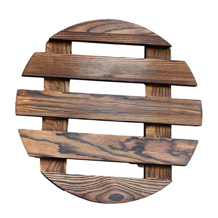Wooden Round Universal Wheel Planter Base Tray Mobile Planter Stand for Garden