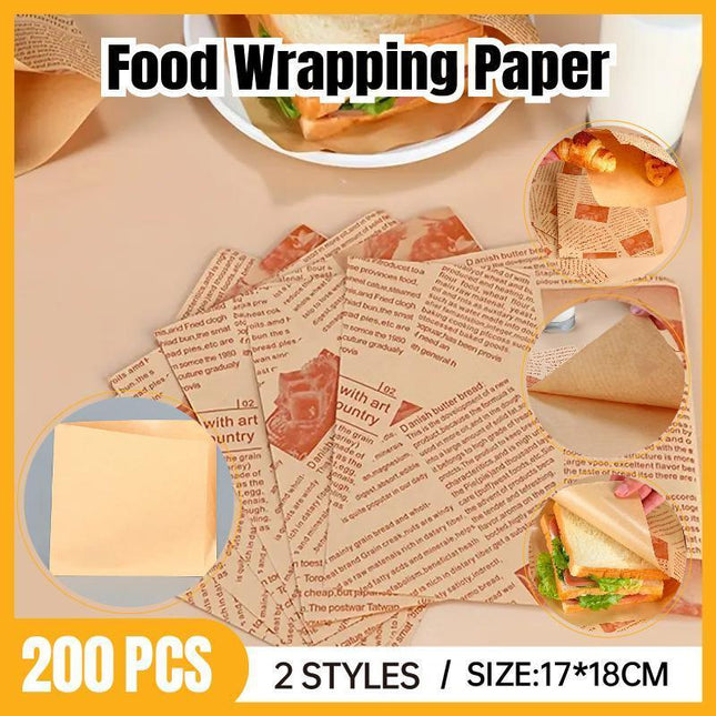 200PCS Vintage Newspaper Print Kraft Paper Bags Eco-Friendly Food Packaging