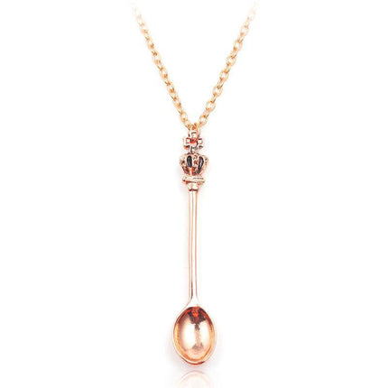 Mini Crown Spoon Necklace Pendant Charm Festival Cutlery Tea Party Gift HOT - Aimall
