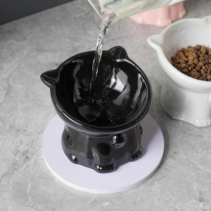 Ceramic Cat Bowl Cute Tall Raised Cat Food Bowl for Pets Eating Comfortably