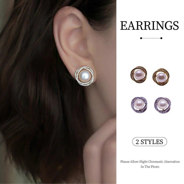 High Grade Elegant Pearl Earrings Fashion Jewelry Round Statement Earrings