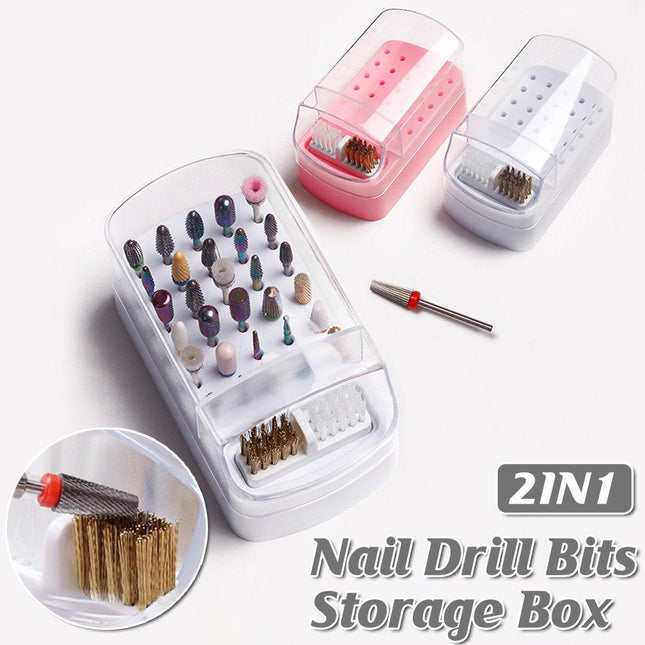 Nail Drill Bit Holder 30 Hole Dustproof Organizer Display Storage Box Nail Tool