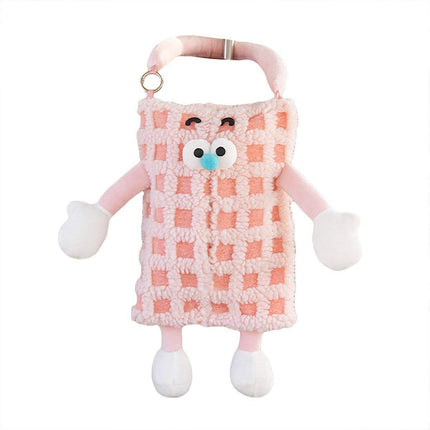 Plush Car Tissue Box Striped Plaid Seatback Hanging Tissue Holder Drawer Design
