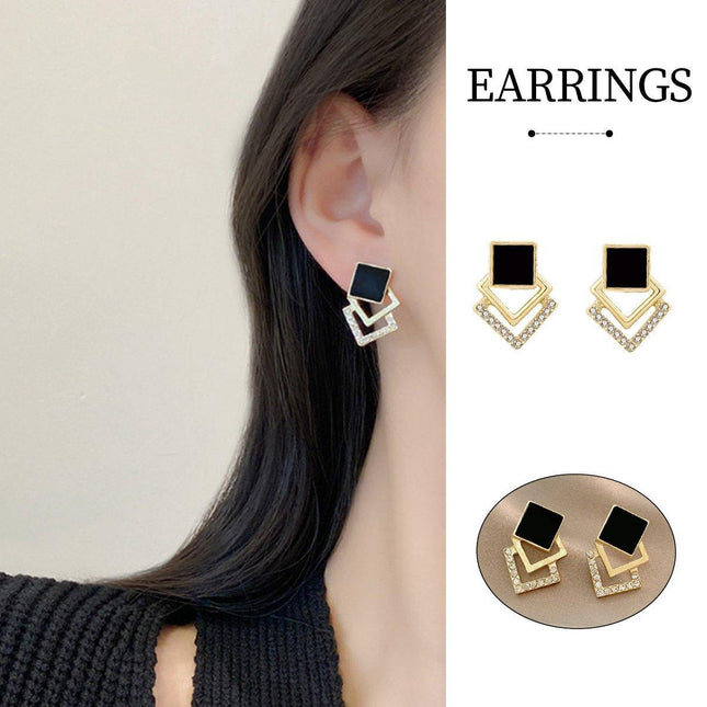 Elegant Geometric Diamond Earrings for Ladies Chic Fashion Jewelry Accessory