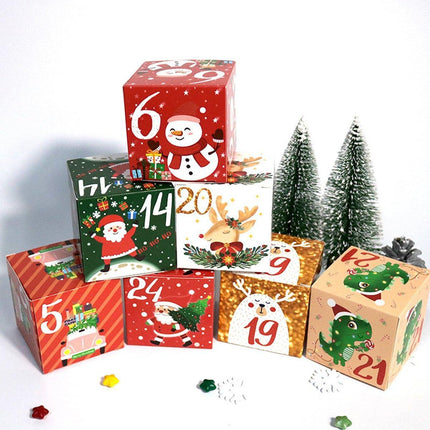 24pcs Christmas Countdown Candy Box Set Holiday Digital Gift Boxes Advent Bags