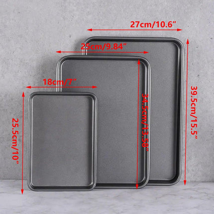 3pcs Rectangular Baking Pan Set Nonstick Oven Bakeware Mould for Home Cooking
