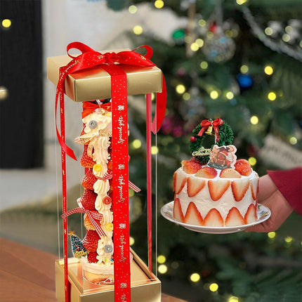 10PCs Strawberry Tower Transparent Box Spring Festival Dessert Baking Pack - Aimall