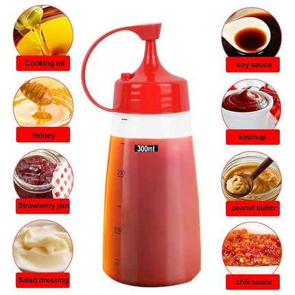 5PCS 300ml Wide Mouth Sauce Squeeze Bottle Large Capacity Plastic Dispenser Set