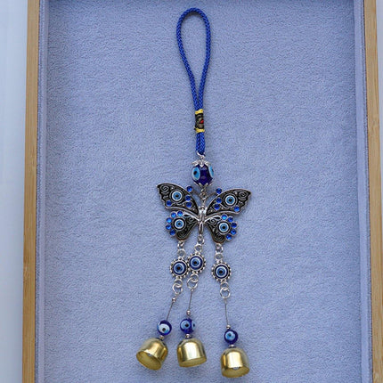 4PCS Evil Eye Butterfly Wind Chime Crystal Bell Hanging Ornament Car Decor