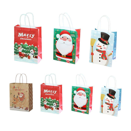 25PCS Christmas Tote Bags Kraft Paper Gift Bags Party Favor Holiday