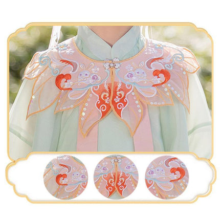 Girl Hanfu Dress Embroidered Floral Tang Suit Chinese Traditional Princess Sweet - Aimall