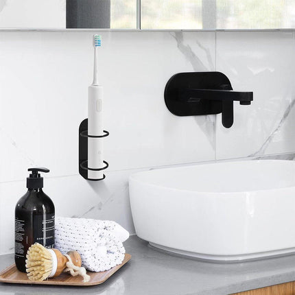 2pcs Iron Wall Mounted Toothbrush Holder No Punch Bathroom Storage Shelf Rack