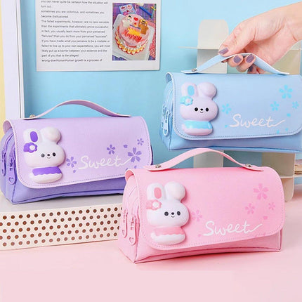 Functional Pencil Case Stationery Bag Pen Holder Storage Organizer for School