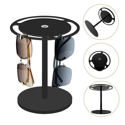 Clear Acrylic Sunglasses Display Stand 360 Rotating Eyewear Holder Black Desktop