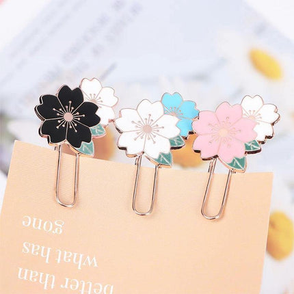 Bookmark Sakura Flowers Metal Bookmark Cherry Blossom Kids Paper Clip - Aimall