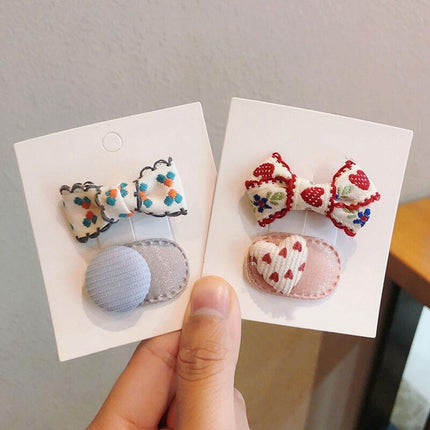 Mini Oval Hair Clips with Bows and Flowers Decorative Hair Accessories