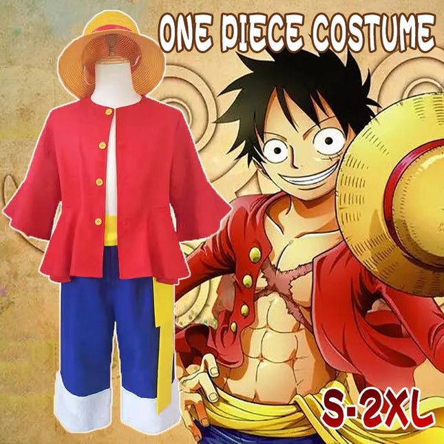 ONE PIECE Monkey D Luffy 2 Years Later Cosplay Costume with Hat Book Week Outfit AU - Aimall