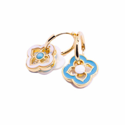 New Chinese Style Multi-Wear Natural Shell Four-Leaf Clover Earrings for Women