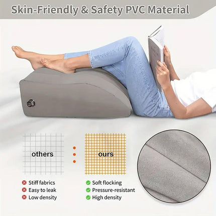 Inflatable PVC Leg Pillow Wedge Triangle Foot Cushion Flocking