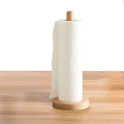 Beech Wood Vertical Paper Roll Holder Creative Kitchen Tissue Rack Storage Stand