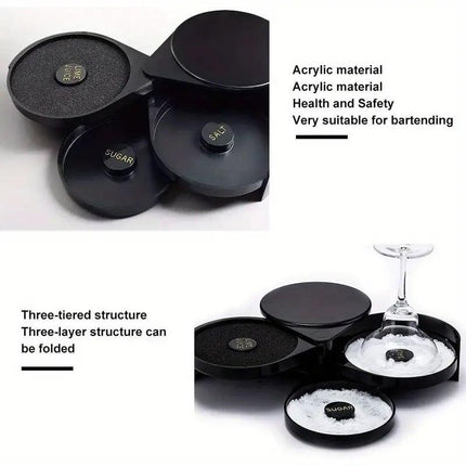 Triple Plastic Salt and Sugar Rim Container for Cocktail Juice Flavoring Dipping