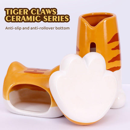 Hamster Porcelain Nest Escape House Tiger Head Bowl Claw Water Bottle Set