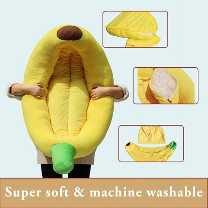 Cute Banana Shape Pet Bed Winter Warm Dog Cat Kennel Cozy Pet Cartoon Bed Mat