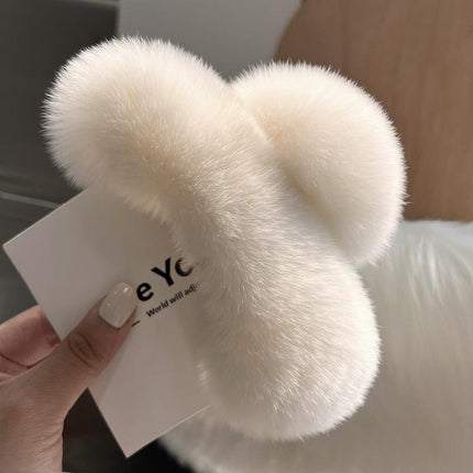 Large Plush Hair Claw Imitation Fur Big Shark Clip Faux Rabbit Fur Hair Clip - Aimall