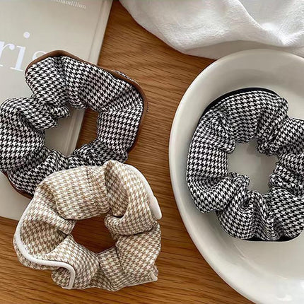 Women Large Scrunchies Plaid Hair Bands Elastic Hair Tie Rope Ring Ponytail Gift - Aimall