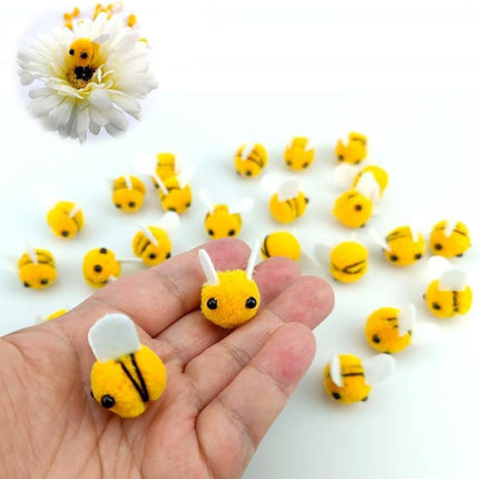 12pcs Plush Bee Hair Clips 3D Cartoon Animal Accessories Furballs Decorative Clips