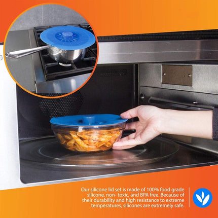 5pcs Silicone Crisper Lids Reusable Food Covers Stretchable Lids Kitchen Storage