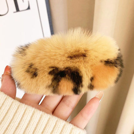 Large Plush Hair Claw Imitation Fur Big Shark Clip Faux Rabbit Fur Hair Clip - Aimall