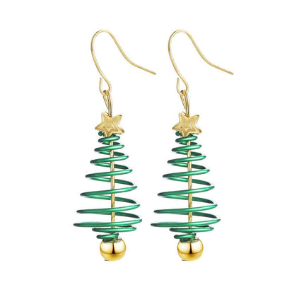 Festive Green Christmas Tree Earrings Holiday Jewelry for Women Gift Accessory