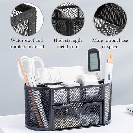 Creative Metal Desktop Pen Holder Multi-function Storage Box Organizer Rack