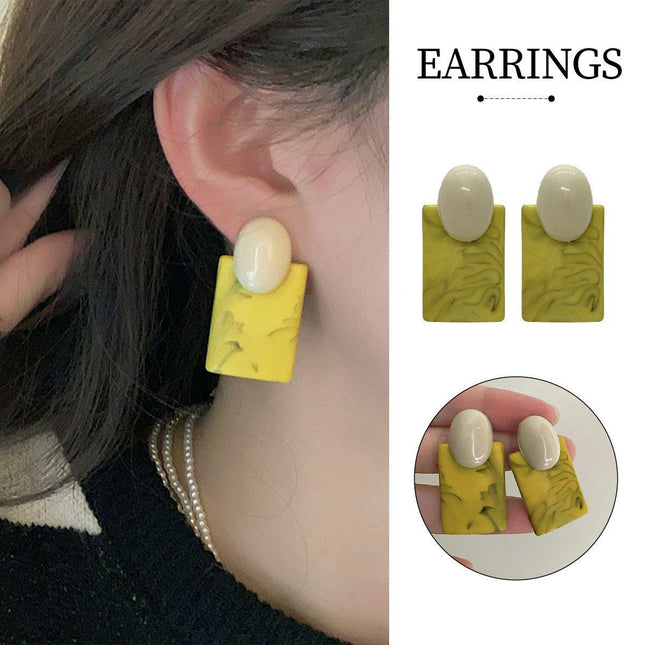 Green Square Vintage Earrings Retro Style Jewellery Women Girls Fashion Gift