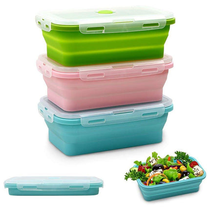 3pcs Portable Folding Bento Lunch Boxes Fresh Keeping Box for Food Storage