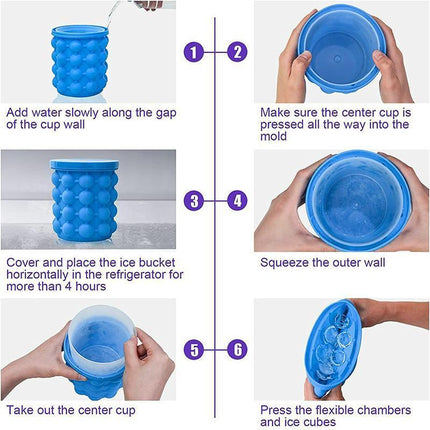 Silicone Ice Cube Magic Maker Revolutionary Space Saving Ice Tray Bucket - Aimall