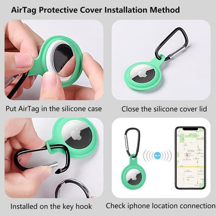 For Apple AirTag Air Tag Silicone Protective Case Cover Location Tracker Keyring - Aimall