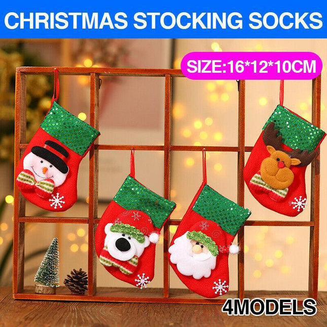 Christmas Stocking Socks Ornament Xmas Tree Party Hanging Gift Candy Bags Decor - Aimall