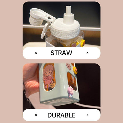 Square Plastic Water Cup Large Capacity Portable Outdoor Bottle For Travel