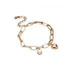 Stylish Crystal Pearl Flower Bracelet Party Accessories Charm Chain Jewellery - Aimall