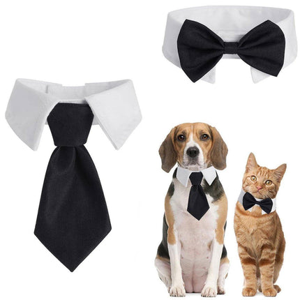 2pcs Pet Bow Tie Collar Dog Cat Suit Dress Accessories Adjustable Neck Strap