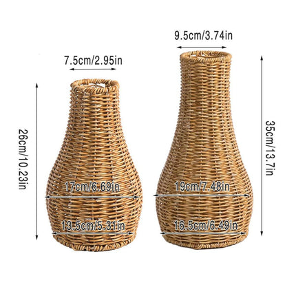 Imitation Rattan Woven Vase Decorative Flower Vase Arrangement for Home Decor