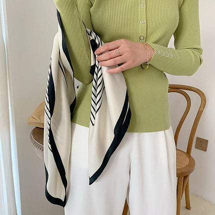 Square Silk Feel Satin Scarf Small Vintage Head Neck Hair Tie Band Women Elegant - Aimall