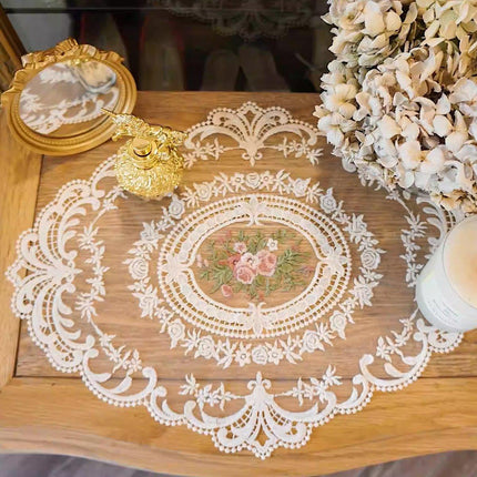 4 Pack Retro Lace Oval Placemats 31x42cm French Crochet Doilies 4 Colors Set