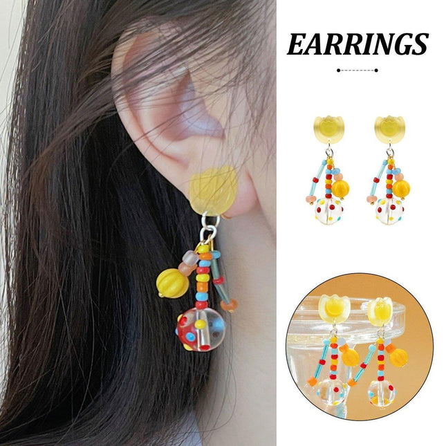 Colourful Tulip Beaded Earrings for Women Floral Fashion Jewelry Gift Accessory