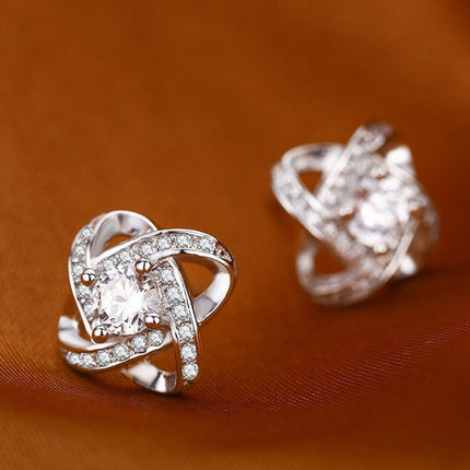 Four Leaf Clover Zircon Stud Earrings Gift For Women Wedding Fashion Jewelry - Aimall