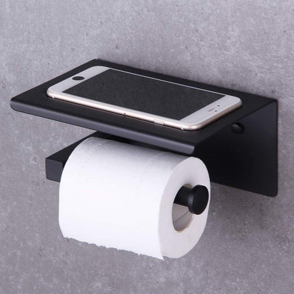 Black Stainless Steel Toilet Paper Holder Bathroom Storage Hooks Washroom
