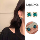 Elegant Blue Oil Drop Earrings Fashion Retro Geometric Irregular Silver Needle