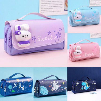 Functional Pencil Case Stationery Bag Pen Holder Storage Organizer for School